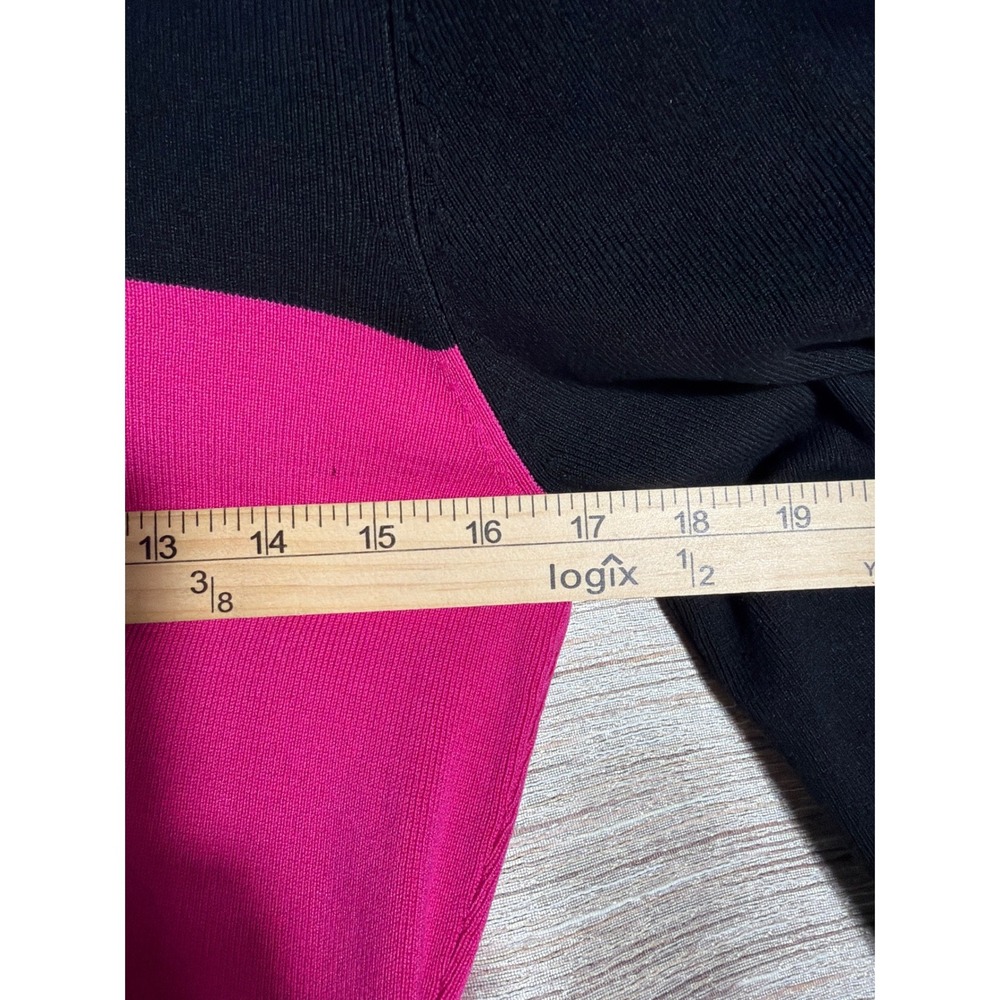 INC International Concept Silk Blend Colorblock Turtleneck Sweater Dress Black L - Picture 4 of 8